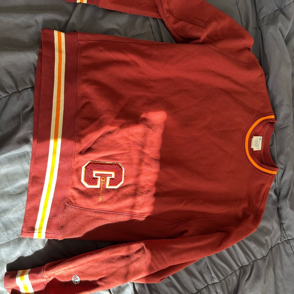 Champion Maroon Sweatshirt with Orange Trim